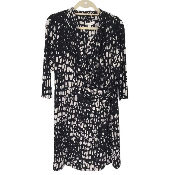 Coldwater Creek Womens 3/4 Sleeve Black White  Pattern Dress Size 1x plus - Picture 1 of 12